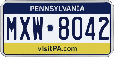 PA license plate MXW8042