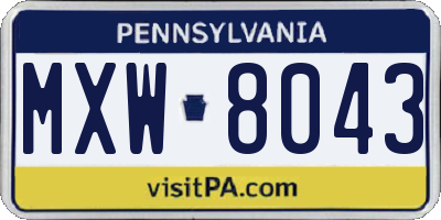 PA license plate MXW8043