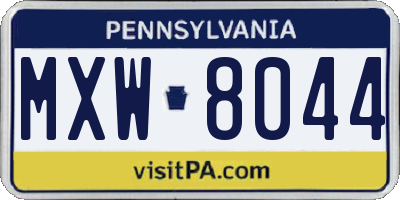 PA license plate MXW8044
