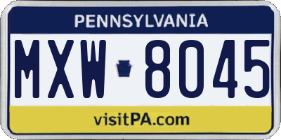 PA license plate MXW8045