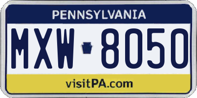 PA license plate MXW8050