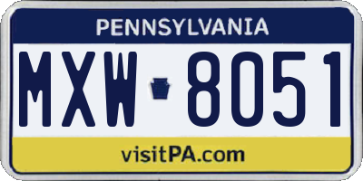 PA license plate MXW8051