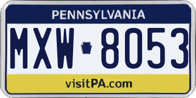 PA license plate MXW8053