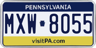 PA license plate MXW8055