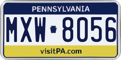 PA license plate MXW8056