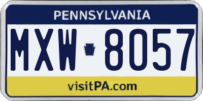 PA license plate MXW8057
