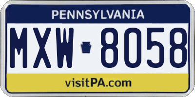 PA license plate MXW8058