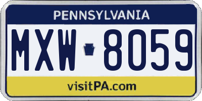 PA license plate MXW8059