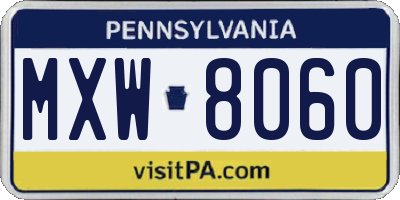 PA license plate MXW8060