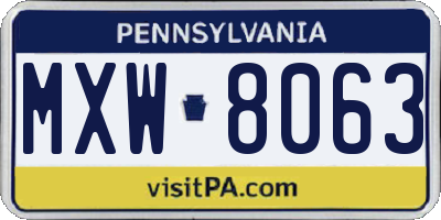 PA license plate MXW8063