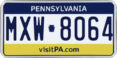 PA license plate MXW8064