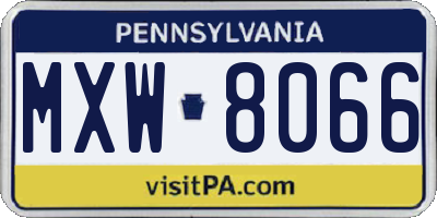 PA license plate MXW8066