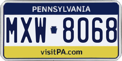 PA license plate MXW8068