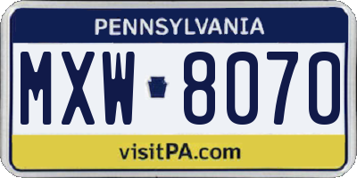 PA license plate MXW8070