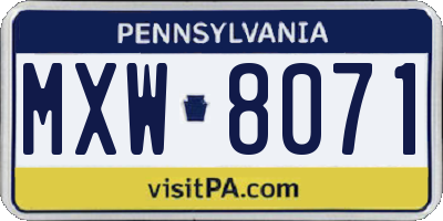 PA license plate MXW8071