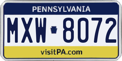 PA license plate MXW8072