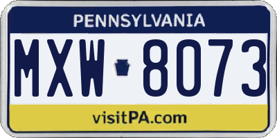 PA license plate MXW8073