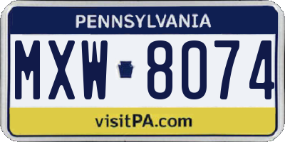 PA license plate MXW8074