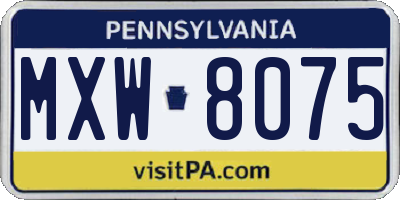 PA license plate MXW8075