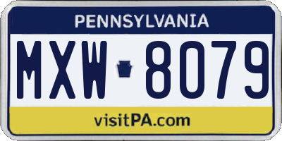 PA license plate MXW8079