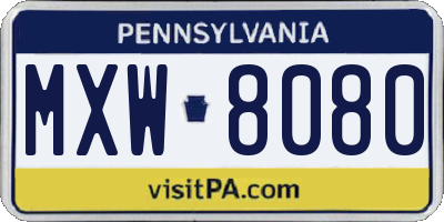 PA license plate MXW8080