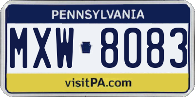 PA license plate MXW8083