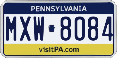 PA license plate MXW8084