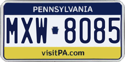 PA license plate MXW8085