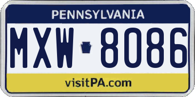 PA license plate MXW8086