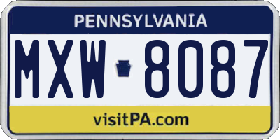 PA license plate MXW8087