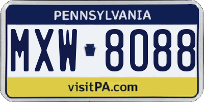 PA license plate MXW8088