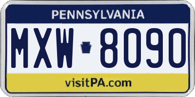 PA license plate MXW8090