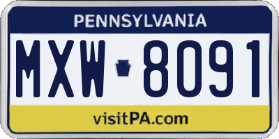 PA license plate MXW8091
