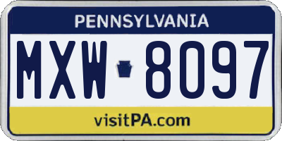 PA license plate MXW8097