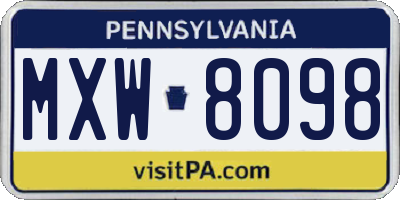 PA license plate MXW8098