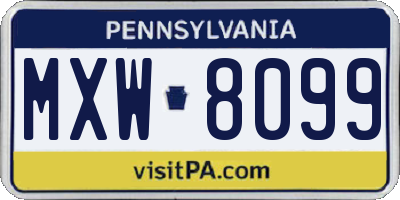 PA license plate MXW8099