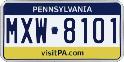PA license plate MXW8101