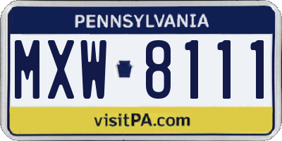 PA license plate MXW8111