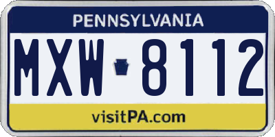 PA license plate MXW8112