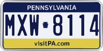 PA license plate MXW8114