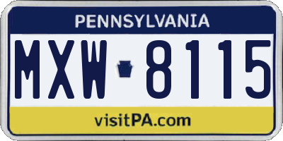 PA license plate MXW8115