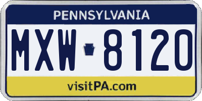 PA license plate MXW8120