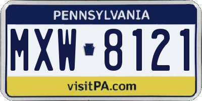 PA license plate MXW8121