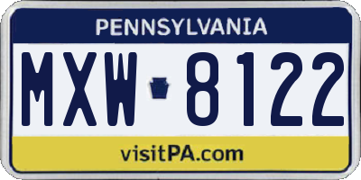 PA license plate MXW8122