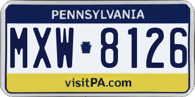 PA license plate MXW8126