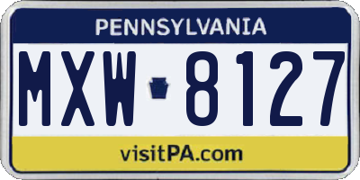 PA license plate MXW8127