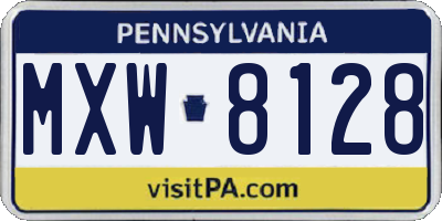 PA license plate MXW8128