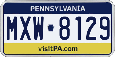 PA license plate MXW8129