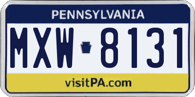 PA license plate MXW8131