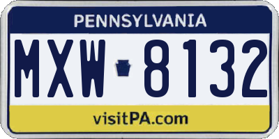 PA license plate MXW8132